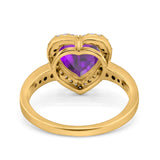 Halo Heart Promise Ring Simulated Cubic Zirconia 925 Sterling Silver