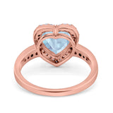 Halo Heart Promise Ring Simulated Cubic Zirconia 925 Sterling Silver