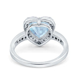 Halo Heart Promise Ring Simulated Cubic Zirconia 925 Sterling Silver