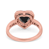Halo Heart Promise Ring Simulated Cubic Zirconia 925 Sterling Silver