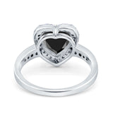 Halo Heart Promise Ring Simulated Cubic Zirconia 925 Sterling Silver