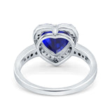 Halo Heart Promise Ring Simulated Cubic Zirconia 925 Sterling Silver
