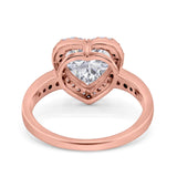 Halo Heart Promise Ring Simulated Cubic Zirconia 925 Sterling Silver