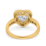 Halo Heart Promise Ring Simulated Cubic Zirconia 925 Sterling Silver