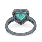 Halo Heart Promise Ring Simulated Cubic Zirconia 925 Sterling Silver