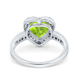 Halo Heart Promise Ring Simulated Cubic Zirconia 925 Sterling Silver