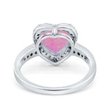 Halo Heart Promise Ring Simulated Cubic Zirconia 925 Sterling Silver