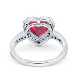 Halo Heart Promise Ring Simulated Cubic Zirconia 925 Sterling Silver