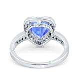 Halo Heart Promise Ring Simulated Cubic Zirconia 925 Sterling Silver