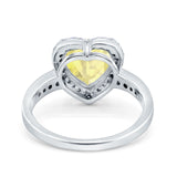 Halo Heart Promise Ring Simulated Cubic Zirconia 925 Sterling Silver