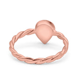 Teardrop Pear Lab Opal Braided Cable Solitaire Band Ring 925 Sterling Silver