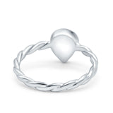 Teardrop Pear Lab Opal Braided Cable Solitaire Band Ring 925 Sterling Silver