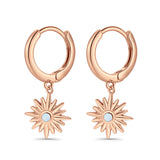 Starburst LeverBack Earrings Hoop Huggie Design Simulated Cubic Zirconia 925 Sterling Silver (40mm)
