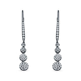 Dangle Drop Leverback Earrings Graduated Circles Cubic Zirconia 925 Sterling Silver