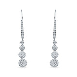 Dangle Drop Leverback Earrings Graduated Circles Cubic Zirconia 925 Sterling Silver