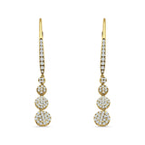 Dangle Drop Leverback Earrings Graduated Circles Cubic Zirconia 925 Sterling Silver