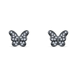 Butterfly Stud Earrings Cubic Zirconia 925 Sterling Silver
