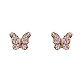 Butterfly Stud Earrings Cubic Zirconia 925 Sterling Silver