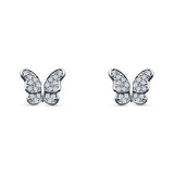 Butterfly Stud Earrings Cubic Zirconia 925 Sterling Silver