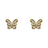 Butterfly Stud Earrings Cubic Zirconia 925 Sterling Silver