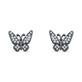Minimalist Butterfly Stud Earrings Cubic Zirconia 925 Sterling Silver
