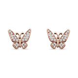 Minimalist Butterfly Stud Earrings Cubic Zirconia 925 Sterling Silver