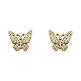 Minimalist Butterfly Stud Earrings Cubic Zirconia 925 Sterling Silver