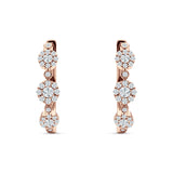 Halo Three Flower Hoop Earrings CZ 925 Sterling Silver