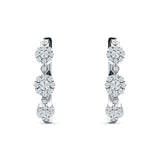 Halo Three Flower Hoop Earrings CZ 925 Sterling Silver