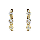 Halo Three Flower Hoop Earrings CZ 925 Sterling Silver
