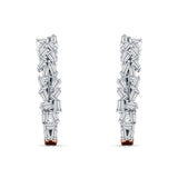 Baguette Cluster Huggie Hoop Earrings Cubic Zirconia 925 Sterling Silver