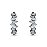 Baguette Zig Zag Huggie Hoop Earring Cubic Zirconia 925 Sterling Silver