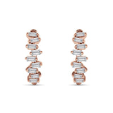 Baguette Zig Zag Huggie Hoop Earring Cubic Zirconia 925 Sterling Silver