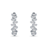 Baguette Zig Zag Huggie Hoop Earring Cubic Zirconia 925 Sterling Silver