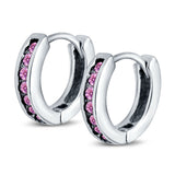Eternity Huggie Hoop Earrings Channel Round Simulated CZ 925 Sterling Silver (16mm)