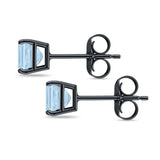 Solitaire Princess Cut Stud Earrings 925 Sterling Silver 3mm-9mm