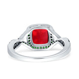 Halo Cushion Infinity Twist Side Stone Simulated Green Emerald CZ Engagement Ring Cubic Zirconia 925 Sterling Silver