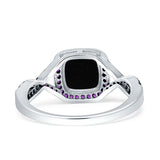 Halo Cushion Infinity Twist Side Stone Simulated Amethyst CZ Engagement Ring Cubic Zirconia 925 Sterling Silver