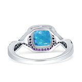Halo Cushion Infinity Twist Side Stone Simulated Amethyst CZ Engagement Ring Cubic Zirconia 925 Sterling Silver
