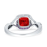 Halo Cushion Infinity Twist Side Stone Simulated Amethyst CZ Engagement Ring Cubic Zirconia 925 Sterling Silver