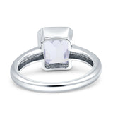 Bezel Set 8mmx6mm Emerald Engagement Ring Cubic Zirconia 925 Sterling Silver