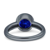 Bezel Set 7mm Round Cubic Zirconia Engagement Ring 925 Sterling Silver