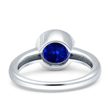 Bezel Set 7mm Round Cubic Zirconia Engagement Ring 925 Sterling Silver