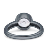 Bezel Set 7mm Round Cubic Zirconia Engagement Ring 925 Sterling Silver