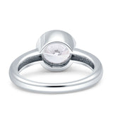 Bezel Set 7mm Round Cubic Zirconia Engagement Ring 925 Sterling Silver