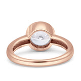 Bezel Set 8mm Round Engagement Ring Cubic Zirconia 925 Sterling Silver