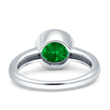Bezel Set 8mm Round Engagement Ring Cubic Zirconia 925 Sterling Silver