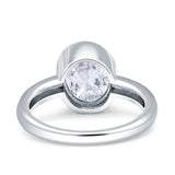 Bezel Set 10mmX8mm Oval Engagement Ring Cubic Zirconia 925 Sterling Silver