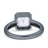 Bezel Set 7mmX7mm Asscher Engagement Ring Cubic Zirconia 925 Sterling Silver