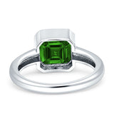 Bezel Set 7mmX7mm Asscher Engagement Ring Cubic Zirconia 925 Sterling Silver